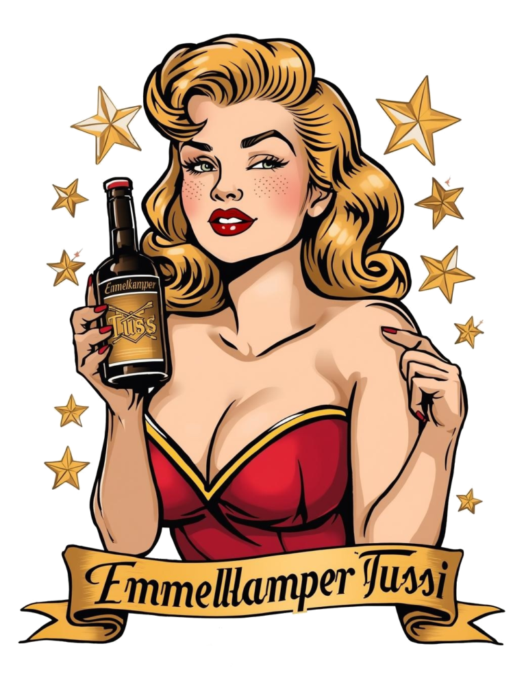 Emmelkamper Tussi mit Flasche Logo